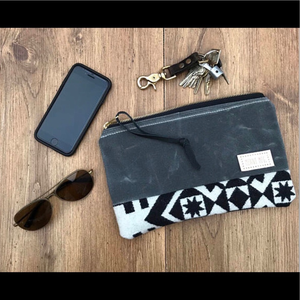 Waxed Canvas & Pendleton Wool Clutch